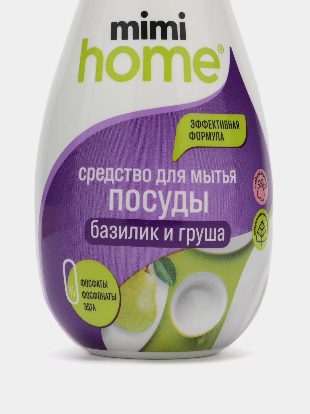 Средство для мытья посуды Базилик и груша, 370 мл, mimihome