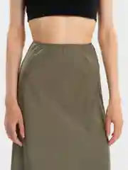 Хаки юбка миди из экошелка