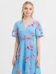 Голубой платье женское,летнее, весеннее,в цветочек, в горошек, с принтом, большие размеры
