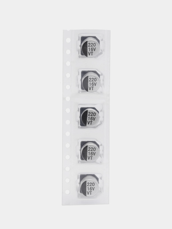 5 штук Конденсатор SMD твердотельный 220uF 16V 6.3x7.7 105*C 220мкф 16В