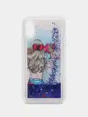 Серебряный силиконовый чехол с жидкими блестками для iPhone X/Xs