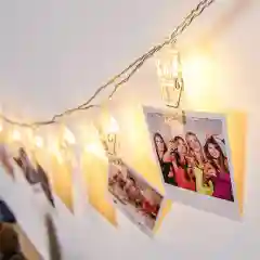 Белый электрогирлянда интерьерная для фотографий  "Прищепки"  3 м, 20 LED