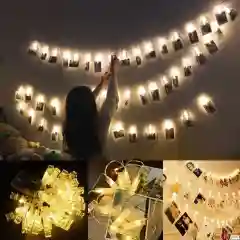 Белый электрогирлянда интерьерная для фотографий  "Прищепки"  3 м, 20 LED