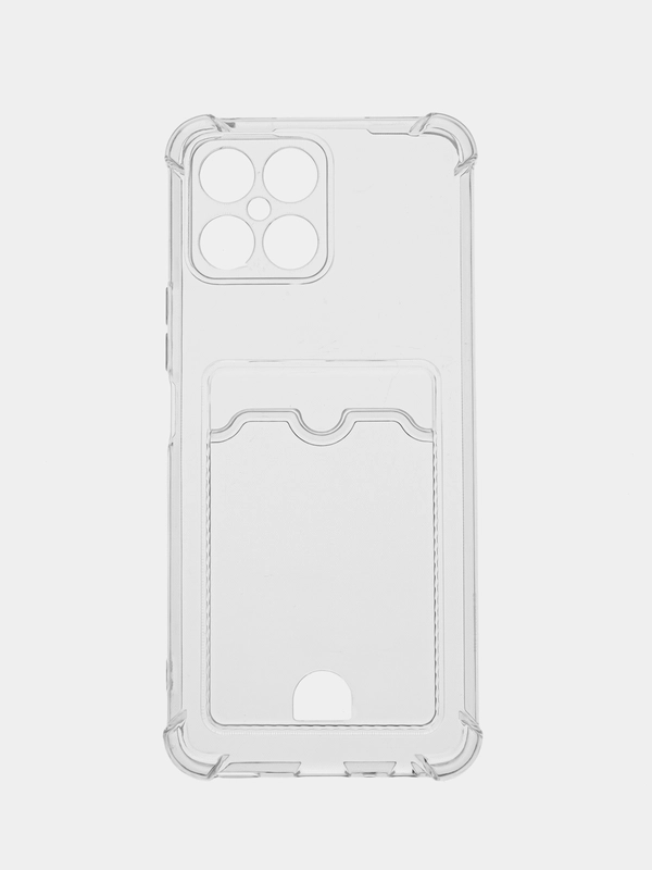 Чехол прозрачный для Huawei Honor x6, x7, x7a, x8a, x9a, с визитницей, карманом для карт
