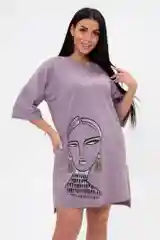 Бежевый меланж туника женская домашняя с карманами