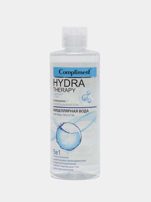 Compliment Hydra Therapy Мицеллярная вода 5 в 1 для лица, глаз и губ, 400 мл