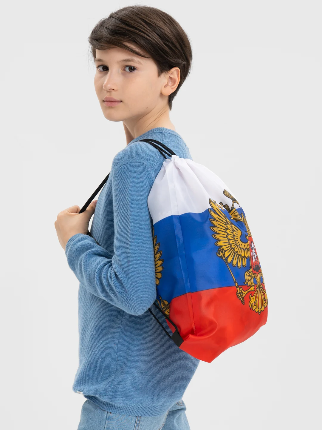 Сумка-мешок на завязках Триколор Рф, с гербом Рф, 32х42 см, Brauberg/staff, 228328
