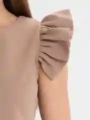 Бежевый меланж платье женское с рюшами