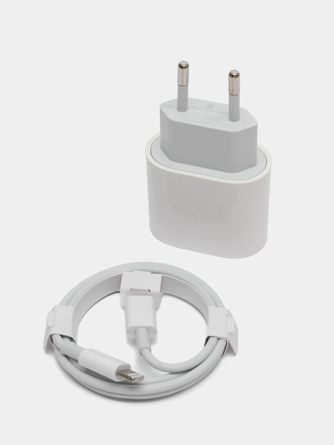 Белый зарядное устройство для iPhone, блок Type-C, PD, 20W + кабель Type-C/Lightning