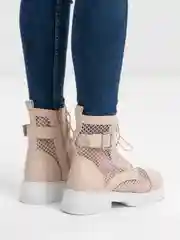 Бежевый ботинки женские в сеточку