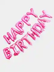 Пудровый гирлянда-растяжка из воздушных шаров "С днем рождения" / "Happy Birthday", на праздник