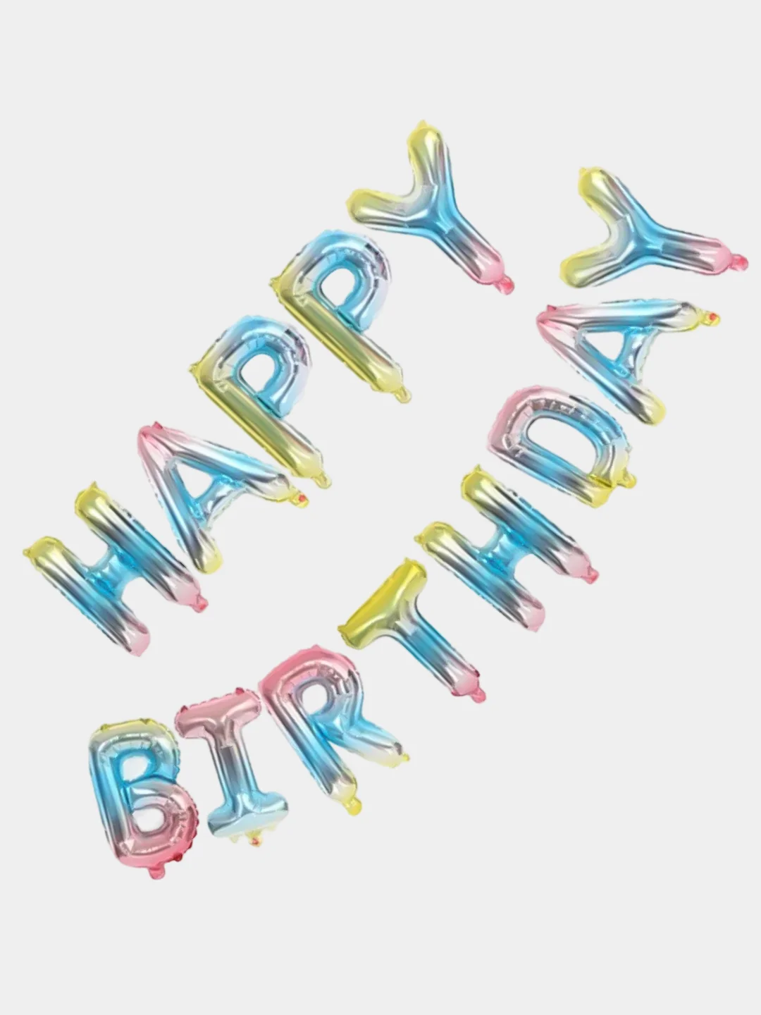 Ледяной гирлянда-растяжка из воздушных шаров "С днем рождения" / "Happy Birthday", на праздник