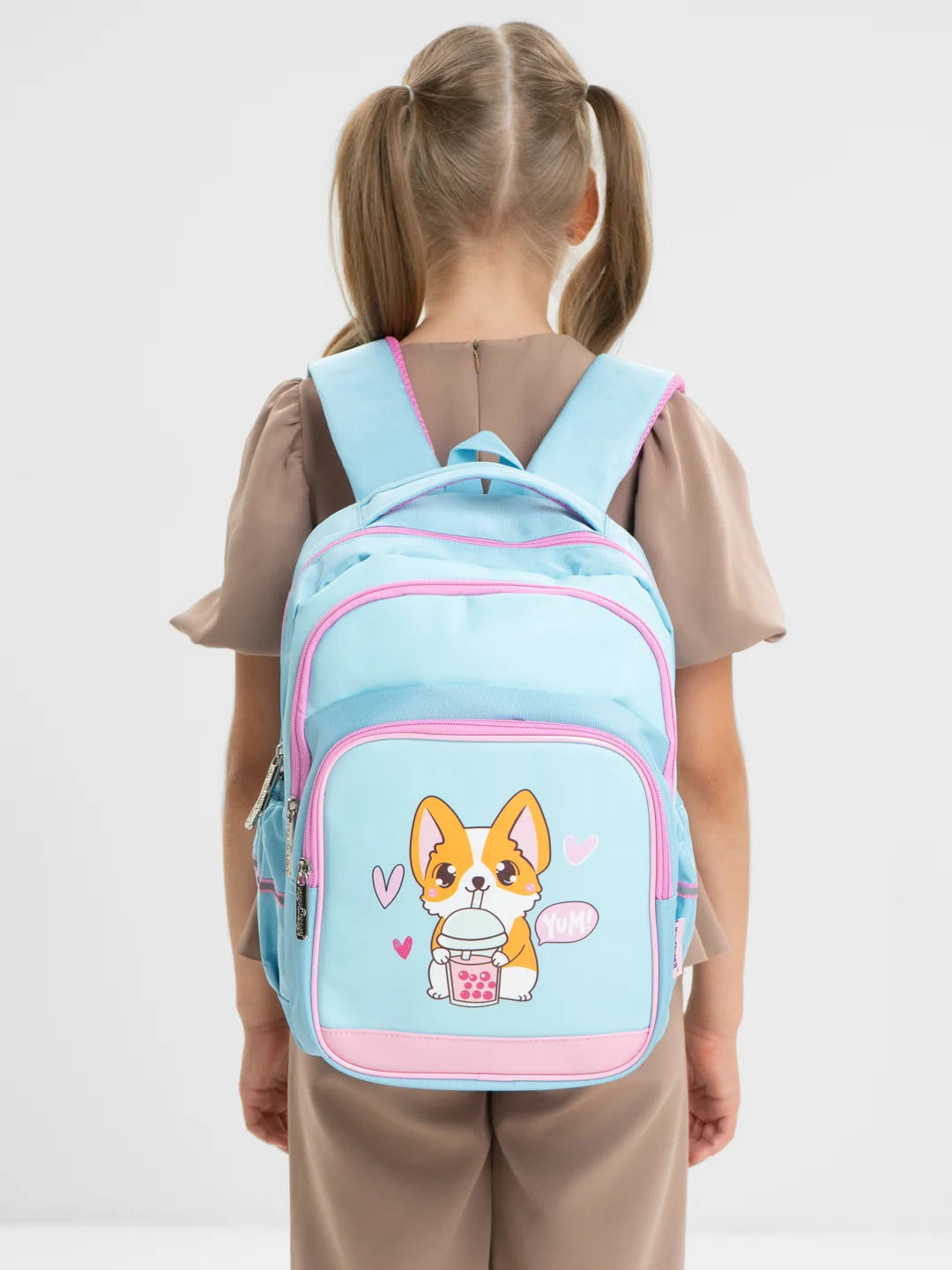 Рюкзак школьный Юнландия Mild, 2 отделения, 3 кармана, эрго-спинка, Corgi, 270679