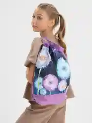 Сумка мешок для сменной обуви Юнландия с ручками, боковой карман на молнии Flowers, 271065
