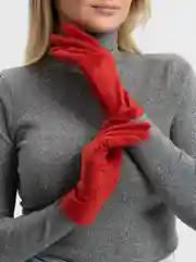Красный перчатки женские LERAY "Лаура", искусственная замша, без подклада, однотонные