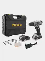 Дрель-шуруповерт аккумуляторная DEKO DKCD20 Black Edition в кейсе + набор 63 инструмента