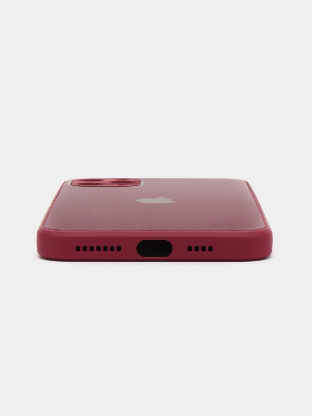 Багровый чехол для iPhone (Айфон) 11 и 11 Pro Max с прямыми бортами под 12 айфон, стеклянный