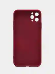 Багровый чехол для iPhone (Айфон) 11 и 11 Pro Max с прямыми бортами под 12 айфон, стеклянный