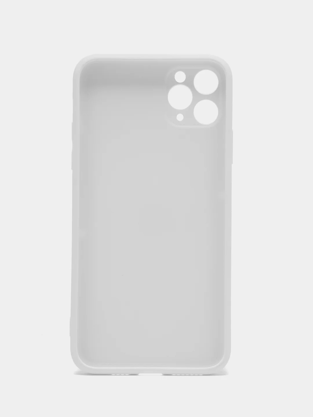 Белый чехол для iPhone (Айфон) 11 и 11 Pro Max с прямыми бортами под 12 айфон, стеклянный