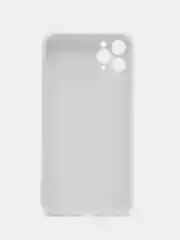 Белый чехол для iPhone (Айфон) 11 и 11 Pro Max с прямыми бортами под 12 айфон, стеклянный