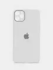Белый чехол для iPhone (Айфон) 11 и 11 Pro Max с прямыми бортами под 12 айфон, стеклянный
