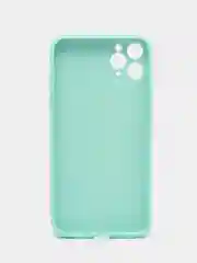 Бирюзовый чехол для iPhone (Айфон) 11 и 11 Pro Max с прямыми бортами под 12 айфон, стеклянный