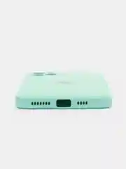 Бирюзовый чехол для iPhone (Айфон) 11 и 11 Pro Max с прямыми бортами под 12 айфон, стеклянный