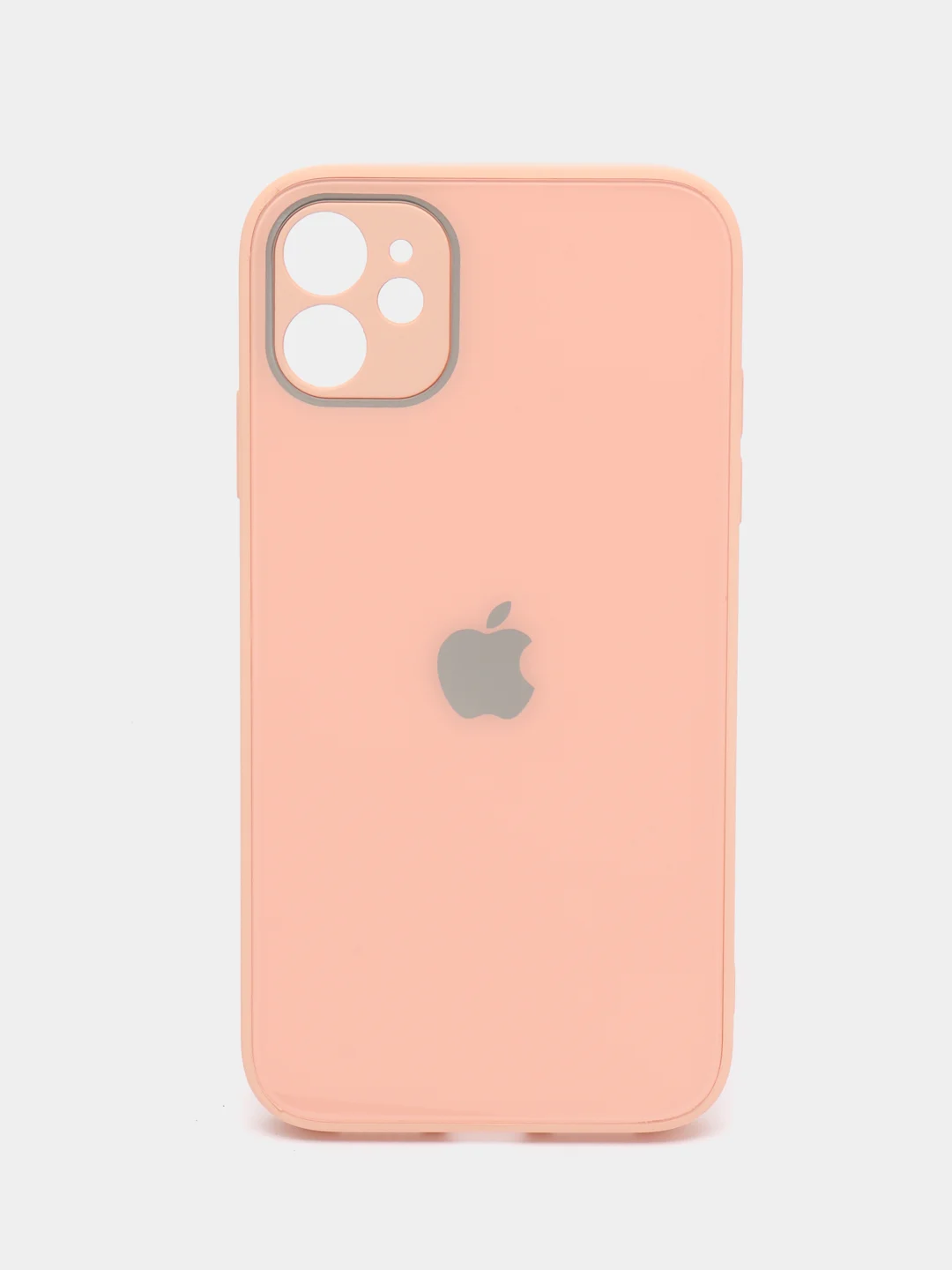 Кремовый чехол для iPhone (Айфон) 11 и 11 Pro Max с прямыми бортами под 12 айфон, стеклянный