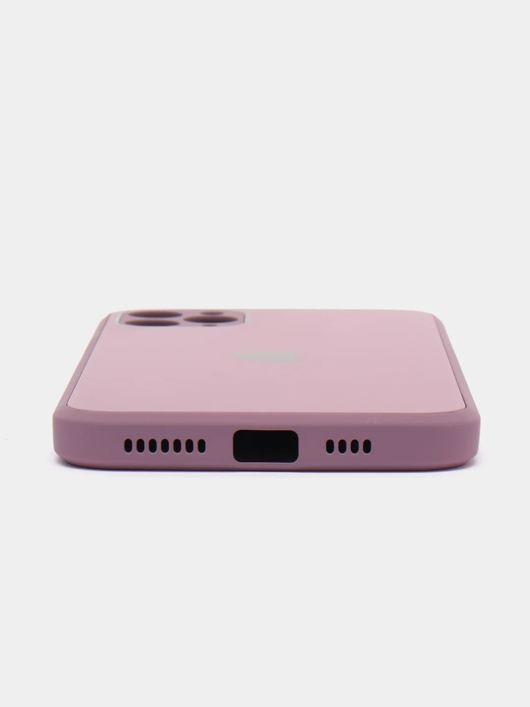 Фиолетовый чехол для iPhone (Айфон) 11 и 11 Pro Max с прямыми бортами под 12 айфон, стеклянный