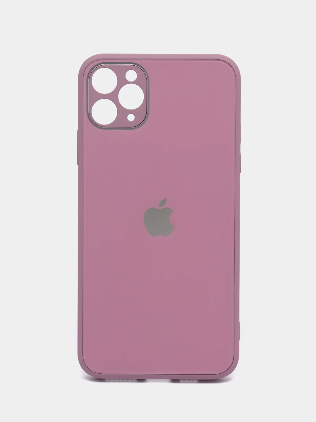 Фиолетовый чехол для iPhone (Айфон) 11 и 11 Pro Max с прямыми бортами под 12 айфон, стеклянный