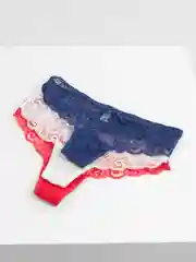 Трусы женские набор, бразильяна, кружевные, разные цвета, 3 штуки