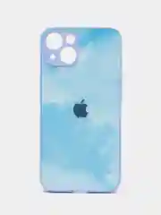 Небесно-голубой чехол для iPhone 11 / 12 / 13 Pro Max, Айфон, с закаленным стеклом на задней панели