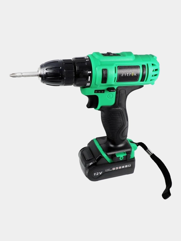 Дрель аккумуляторная Zitrek Greenpower 12-Li (аккумулятор 2шт, ЗУ, кейс, бита)