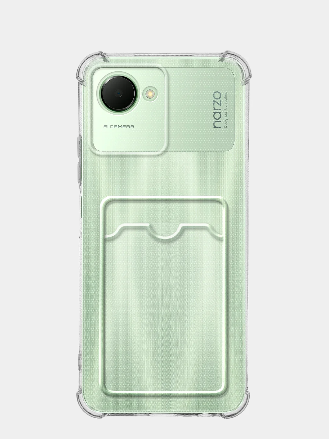 Прозрачный противоударный чехол BROSCORP для Realme Narzo 50i Prime, C30S, C30 силиконовый с карманом