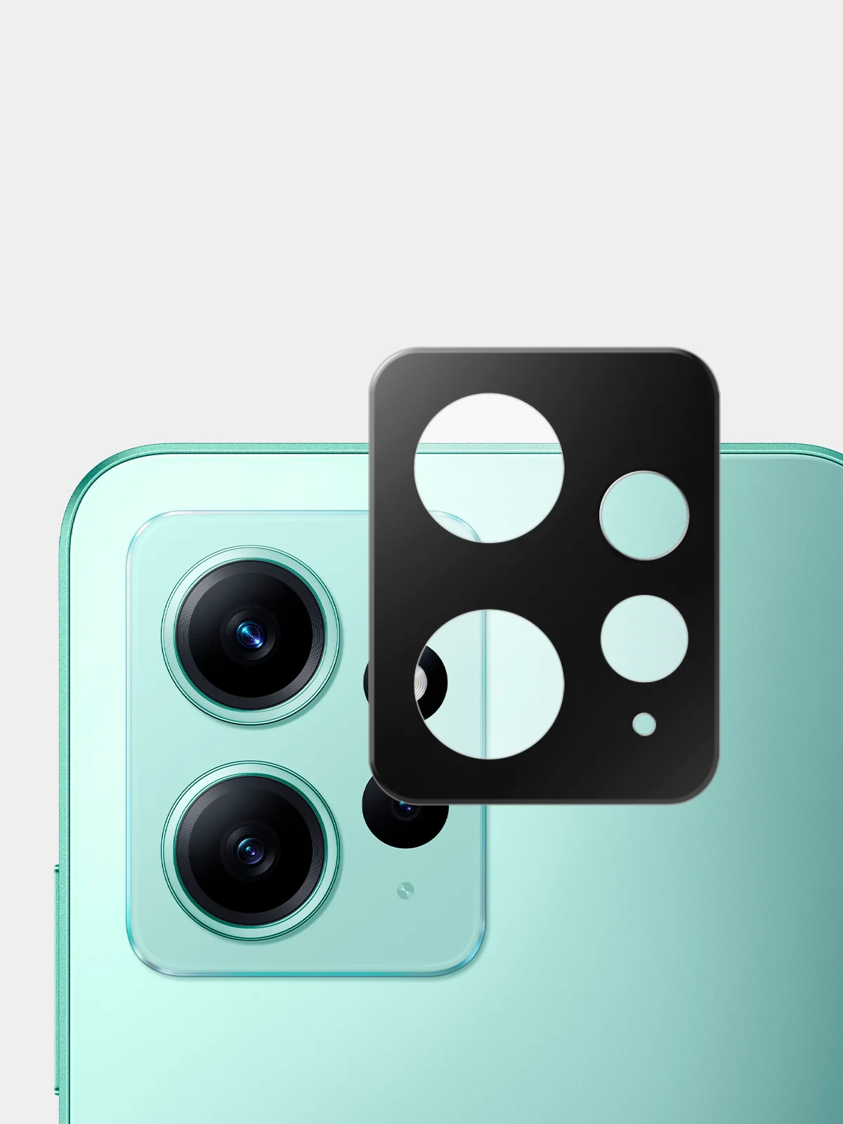 Черный защитное стекло на камеру BROSCORP для Xiaomi Redmi Note 12 4G с черной рамкой закаленное