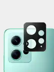 Черный защитное стекло на камеру BROSCORP для Xiaomi Redmi Note 12 4G с черной рамкой закаленное