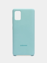 Чехол силиконовый для Samsung Galaxy A51 накладка бампер прозрачный / черный / голубой
