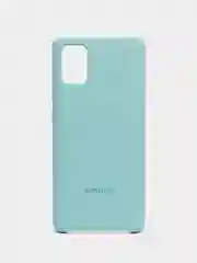 Бирюзовый чехол силиконовый для Samsung Galaxy A51 накладка бампер прозрачный / черный / голубой