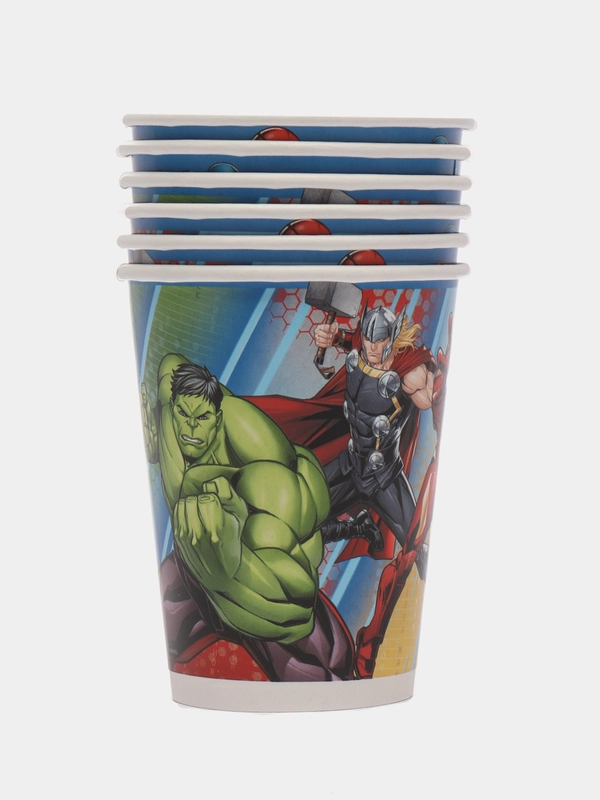 Marvel. Набор бумажных стаканов, синий лого, 6 шт*250 мл