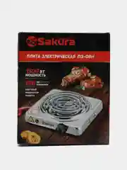 Плитка электрическая Sakura ПЭ-08H, нержавеющая сталь, 1500 Вт, 145 мм, 1 конфорка-спираль
