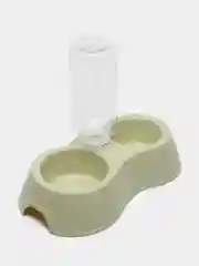 Зеленый миска двойная для кошек. Миска с бутылкой. Поилка. Автопоилка