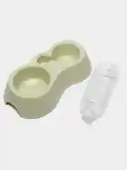Зеленый миска двойная для кошек. Миска с бутылкой. Поилка. Автопоилка