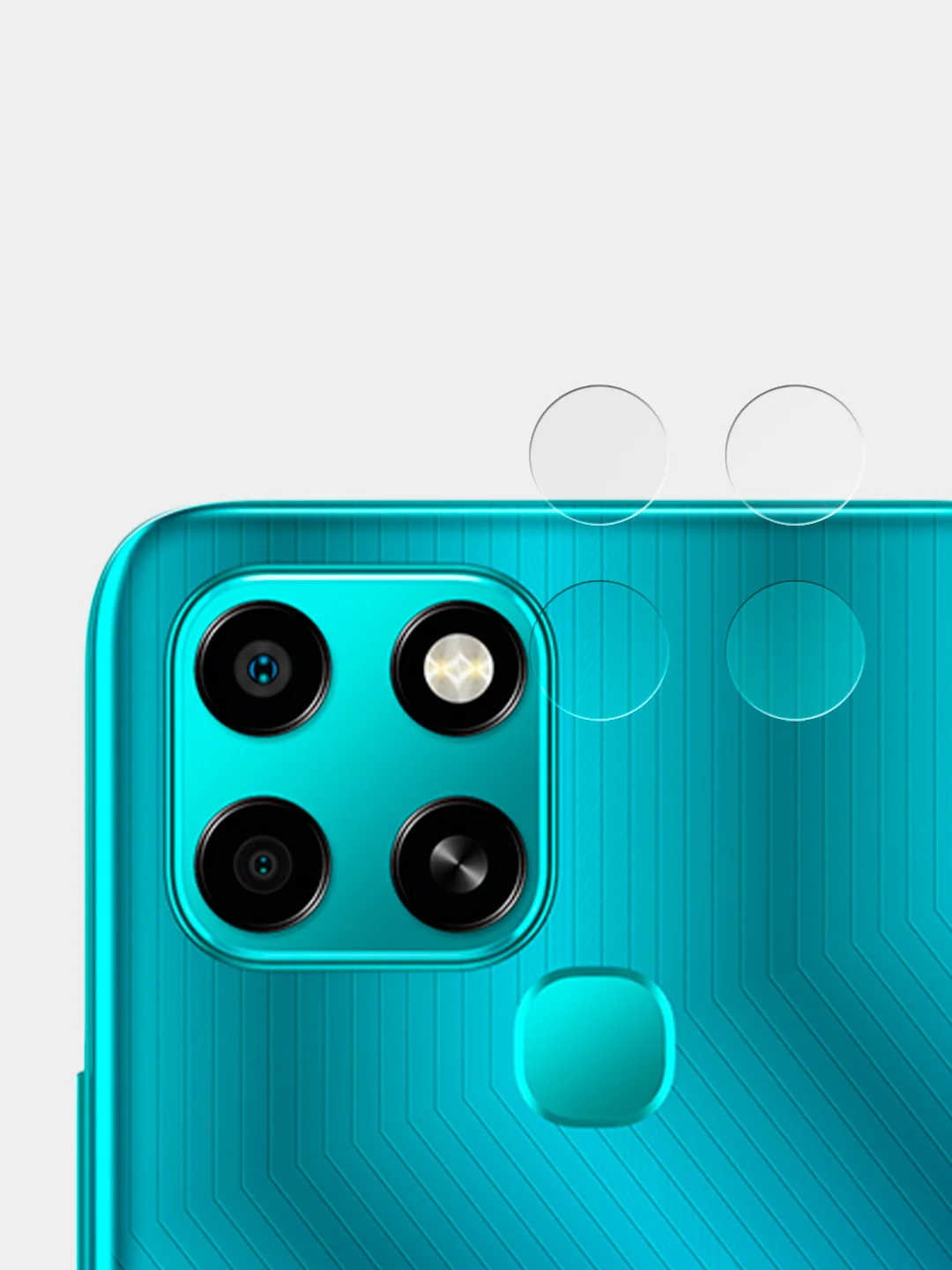 Прозрачный защитное стекло на камеру BROSCORP для телефона Infinix Smart 6, прозрачное, закаленное