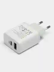 Белый блок питания 20W для быстрой зарядки QC3.0 Hoco C105A с двумя разъёмами