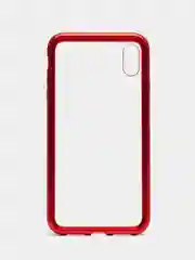 Красный чехол для IPhone XS Max магнитный с металической рамкой