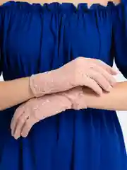 Розовый перчатки женские кружевные, прозрачные, ажурные, гипюровые