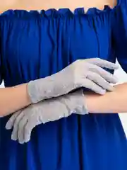 Серый перчатки женские кружевные, прозрачные, ажурные, гипюровые