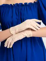 Кремовый перчатки женские, кружевные, прозрачные, ажурные, гипюровые
