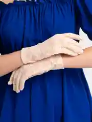 Кремовый перчатки женские кружевные, прозрачные, ажурные, гипюровые