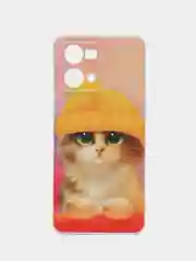 Желтый силиконовый чехол на Oppo Reno 7 4G/8 4G / Оппо Рено 7 4G/8 4G с рисунком, защита камеры
